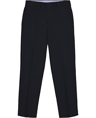 Tommy Hilfiger Boys Flat-Front Pant, Straight Leg Fit, Zip Fly & Belt Loops, Side Back Pockets Dress, Navy, 10 Husky