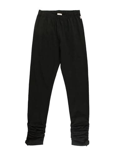 RuffleButts Black Kids Ruched Bow Leggings - 7