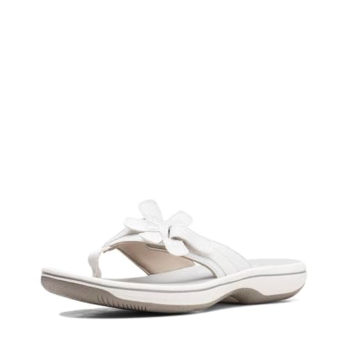 Clarks Women's Brinkley Flora Cloudsteppers Flip-Flops, White, 11