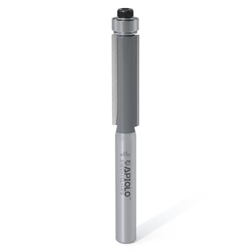 APIOLO Professional Flush Trim Router Bits 1/4 Inch Shank, 5/16 Inch Cutting Diameter, 1 Inch Cutting Height for Woodworking, Bottom Bearing Professional Flush Straight Cut Trim Router Bit