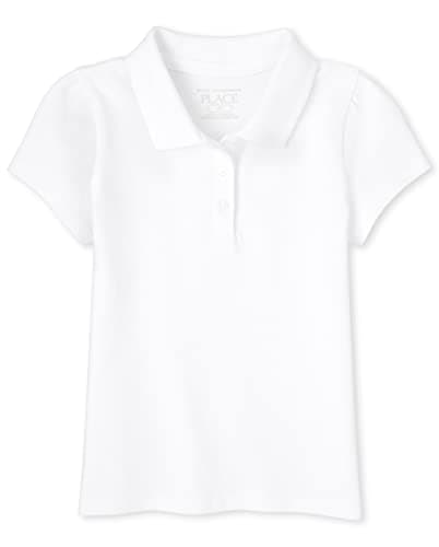 The Children's Place Baby Girls and Toddler Girls Short Sleeve Pique Polo, White, 4T