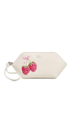 Ganni Women's Bou Raspberry Make Up Pouch, Egret, One Size