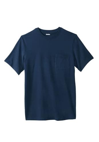 KingSize Men's Big & Tall Shrink-Less Lightweight Pocket Crewneck T-Shirt - L, Navy