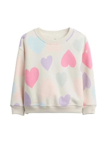 GAP Baby-Girls Logo Crew Sweatshirt, Pink Hearts 558, 3T