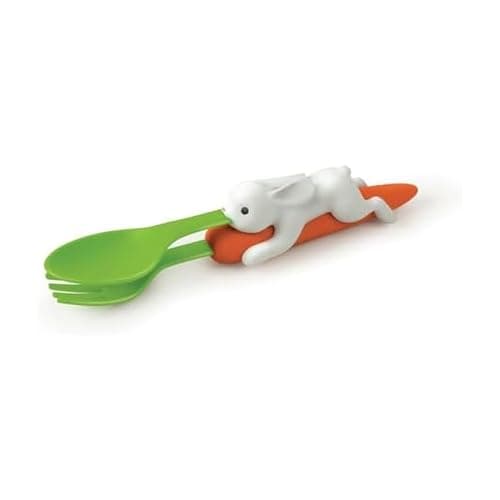 Genuine Fred SNACK RABBIT Nesting Kids Utensils, Carrot Fork and Bunny Spoon, Picky Eater Solutions, Unique Design, Fun Stocking or Basket Stuffer for Kids