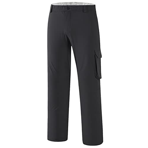 BASSDASH Men's Fishing Cargo Pants Water Resistant Quick Dry Lightweight UPF 50+ for Outdoor Hiking Elastic Waist Pants FP05M Dark Grey