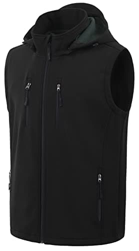 CREATMO US Men's Lightweight Warm Softshell Outerwear Vest Windproof Sleeveless Jackets For Hiking Travel Golf Black S