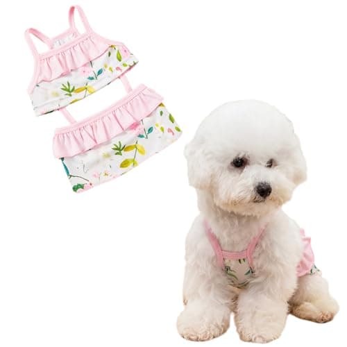 YiZYiF Cute Print Dog Bikini Pet Sling Bathing Suit Swimsuit Summer Beach Swimwear for Chihuahua Yorkie Pink Small