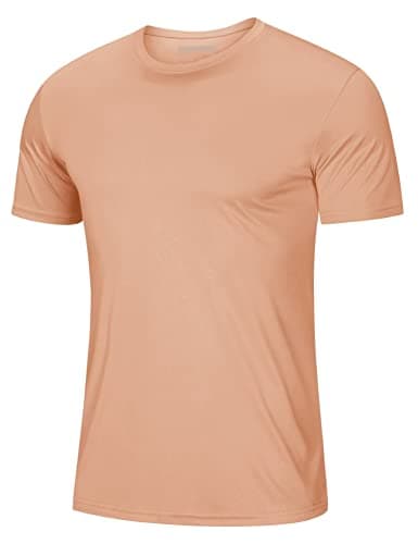 Mens Short Sleeve T Shirts Dry Fit Shirts Summer T Shirts UV Protection UPF 50 Shirts Athletic Active T-Shirt Apricot S