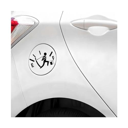 Ywdiml Funny Car Fuel Tank Cap Stickers, Waterproof Reflective Vehicle High Gas Consumption Decal, Automotive Exterior Fuel Gage Empty Sign, Universal for Sedan, SUV, RV (Male Pull/Black)