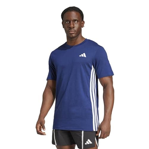 Adidas Men's Train Essentials FeelReady 3-Stripes T-Shirt, Dark Blue, Medium