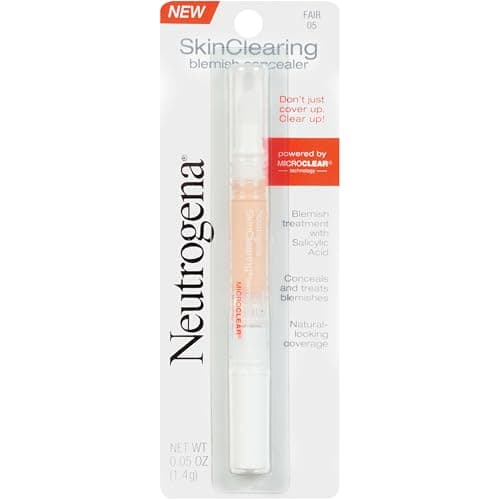 Neutrogena SkinClearing Blemish Concealer Face Makeup with Salicylic Acid Acne Medicine, Non-Comedogenic and Oil-Free Concealer Helps Cover, Treat & Prevent Breakouts, Fair 05,.05 oz