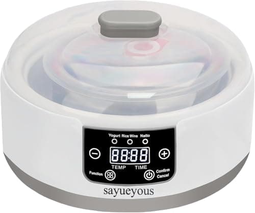 Yogurt Maker with Adjust Temp(32°C-45°C/90°F-113°F)&Time(1-99h) and PP Lid,Celsius Increment,Hour Countdown,LED Display,304 Stainless Steel Inner Bowl (1.2L) no glass jar