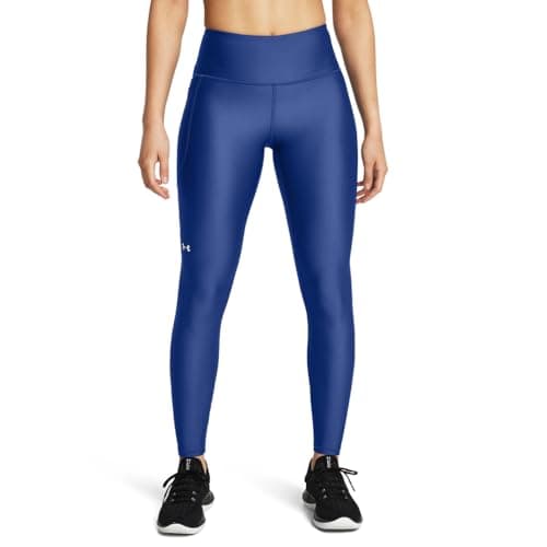 Under Armour Womens HeatGear Armour High No-Slip Waistband Pocketed Leggings, (432) Tech Blue / / White, XX-Large Short
