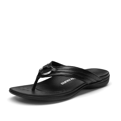 DREAM PAIRS Arch Support Flip Flops for Women Quick-Dry Comfortable EVA Footbed TPR Anti-Slip Sole Orthotic Dressy Thong Sandals for Beach Pool Summer All-Day Wear,Size 10,All Black,SDFF26003W