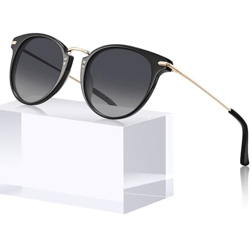 CARFIA Fashion Polarized Sunglasses for Women Hand-crafted Acetate Sunnies CA5012 Dark Grey