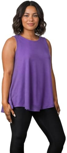 Plus Size Tank Tops for Women, Sleeveless Swing Tunic (3XL, Purple)