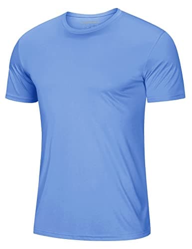 Mens Sun Shirts Short Sleeve UPF 50+ T-Shirt Quick Dry Shirts Moisture Wicking Summer Shirts Rash Guard T Shirts Light Blue S