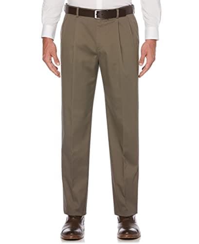 Savane Men's Ultimate Performance Pleated Chino Pants with Expandable Waist, Stretch Non-Iron (Available in Big & Tall), Shale, 44W x 30L Big Tall