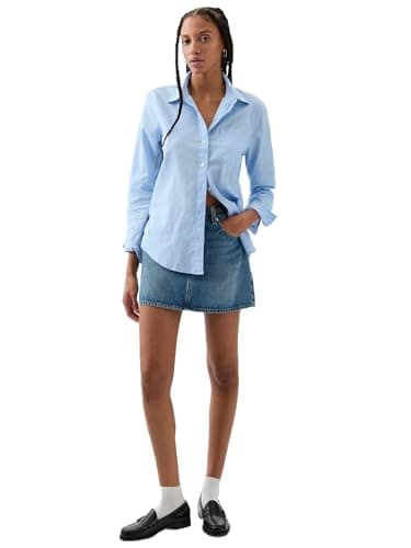 GAP Womens Linen Easy Shirt Wind Blue XS