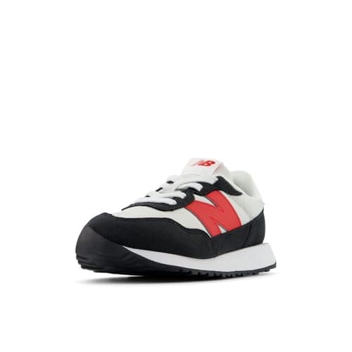 New Balance Kid's 237 V1 Bungee Sneaker, Grey Matter/True Red, 3 M Infant