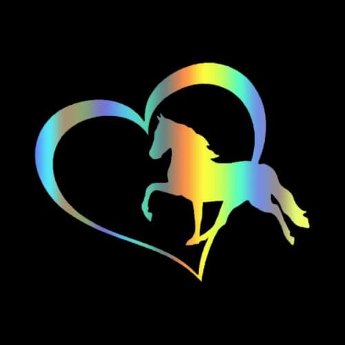 ZUKHL 2pcs Horse and Love Car Stickers, 5.91"x4.72", Funny Waterproof Vinyl Decal, Exterior Decorative Accessories, Durable Waterproof Decal Used for Car, Motorcycle, Laptop, Van #2BZ144 (Holographic)