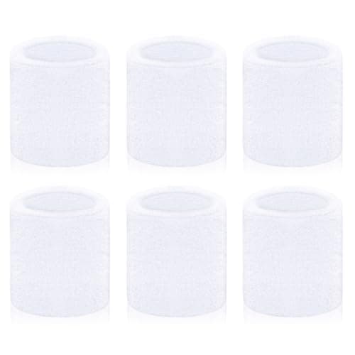 toresper 6 Pack Sweatbands Sports Wristband for Men & Women, Breathable Wrist Band Absorbent Sweat Band for Tennis, Basketball, Running, Gym, Working Out (White)