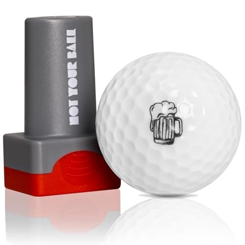 QUBI Golf Ball Stamp, Golf Ball Stamper, Reusable Self-Inking Golf Ball Stamp Marker to Identify Golf Balls, Golf Gift Golf Accessories for Men and Women Golfers (Beer Mug)