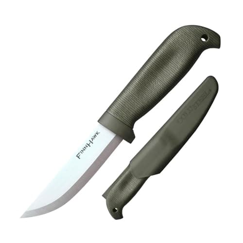 Cold Steel Finn Hawk 4" Durable Compact German 4116 Steel Fixed Blade Outdoor Bushcraft Game Hunting Utility Knife, 4-1/2" Textured Handle with TPR, Secure-Ex Sheath - Boxed