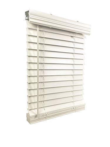 US Window And Floor 2" Faux Wood 33.5" W x 64" H, Inside Mount Cordless Window Blinds, Smooth White,CLF0103340640