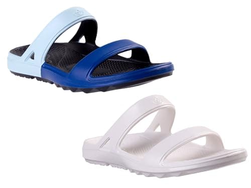 Spenco Women's Fusion Slide Slim 2 Pack, Cobalt/White, 7 Wide