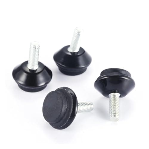 Kangsiyu 4pcs Furniture Levelers Feet Adjustable Metal Leg M6*15mm Thread Screw Black Silver Gold for Cabinet Table Chair Machine Base(Black)