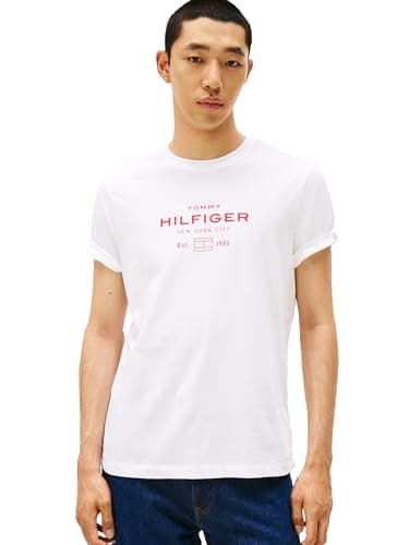 Tommy Hilfiger Men's Stacked Graphic Tee, White X-Large
