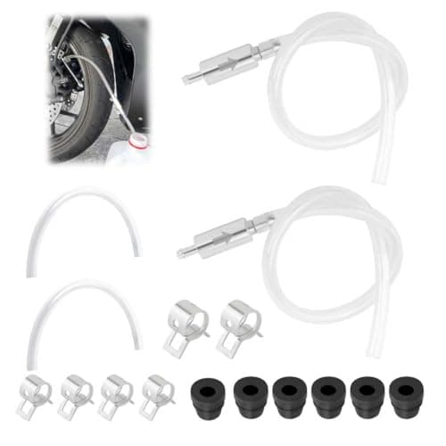 TSIEBRV 2 Sets Brake Bleeder Hose One Way Check Valve,Brake Bleeder Kit for Motorcycle & Car Brakes System Bleeding,Universal One Way Brakes Bleeders Valve Includes Clamps & Dust Caps