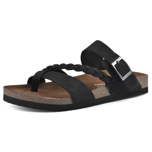 WHITE MOUNTAIN Shoes Hazy Footbed Sandal, Black/Nubuck, 8 M
