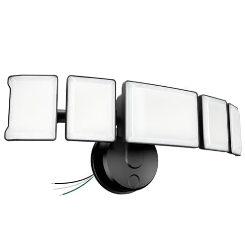 Olafus 130W Flood Light Outdoor, Switch Controlled 13000LM LED Security Light, IP65 Waterproof Outside Floodlight with 5 Adjustable Heads, 6500K Exterior Flood Light Fixture Wired for House Yard Black