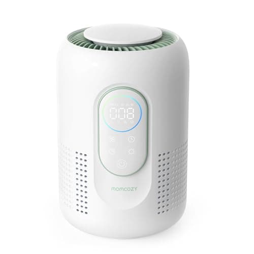 Momcozy Air Purifier for Home Bedroom Nursery, 4-in-1 Filter Baby Purifier with H13 HEPA & Carbon, Real-time PM2.5 Air Monitor, 4 Fan Speeds, 21dB Sleep Mode & Dimmable Night Light, for Home Pets Baby