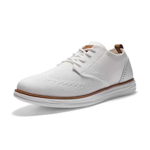 Bruno Marc Men's KnitFlex Craft Mesh Oxfords Sneakers Casual Dress Lace-Up Lightweight Walking Shoes,Size 8.5,6-White,SBOX2406M
