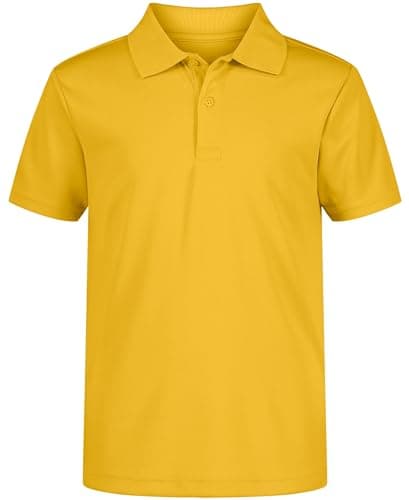 Nautica Boys' School Uniform Short Sleeve Polo Shirt, Button Closure, Moisture Wicking Performance Material, Gold, 18-20