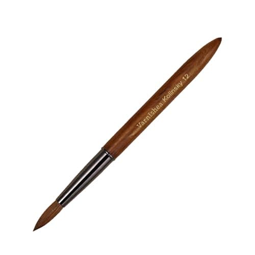 varnishea 100% Pure Kolinsky Hair Acrylic Nail Brush Sandalwood Handle Professional Manicure Brushes for Powder Nail Acrylic Application - Salon & DIY Nail Art Essentials - Size 12, 1.0 Count