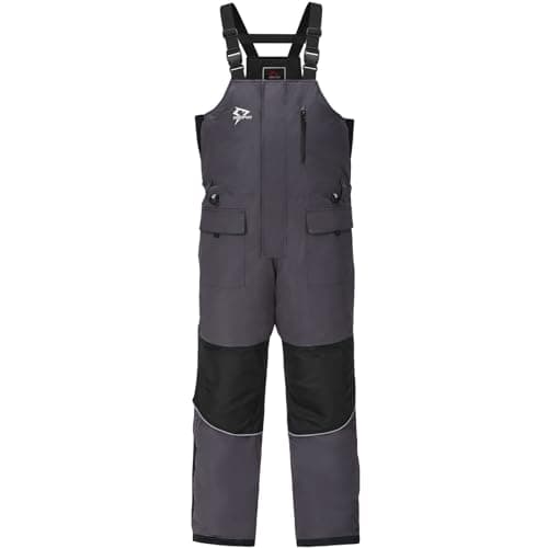 Piscifun Ice Fishing Bibs with Floating Technology, Waterproof Insulated Fishing Bibs, Black and Grey, XL