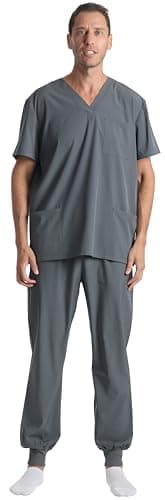 Just Love Men's V-Neck Scrub Set 7070-DGRY-L
