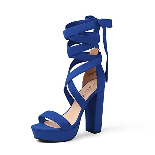 DREAM PAIRS High Chunky Block Platform Heels for Womens Strappy Gladiator Sexy Open Toe Dressy Sandal SDHS2205W Royal Blue 5