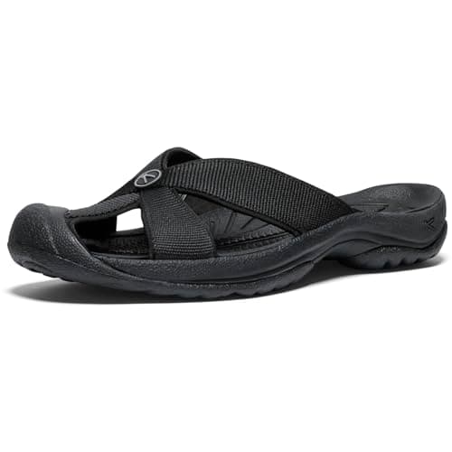 KEEN Women's Bali Slip On Closed Toe Flip-Flops, Black/Steel Grey, 6