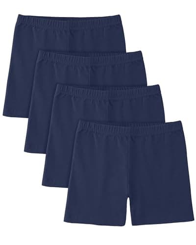 BOOPH 4 Pack Girls Bike Shorts Kids Cartwheel Shorts for Under Dress Dance Short 5-6 Years Navy