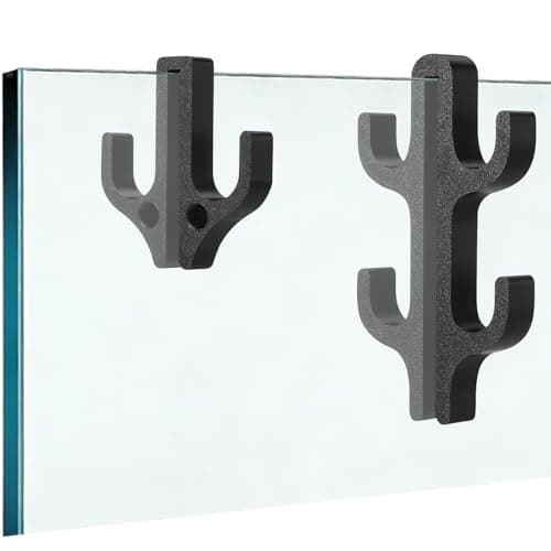Hoteam 2 Pack Over Shower Door Hook Double Towel Hooks for Bathroom Frameless Glass Over The Door Black Resin Extended Bathroom Hanger for Bath Suits Robes Loofahs Shavers