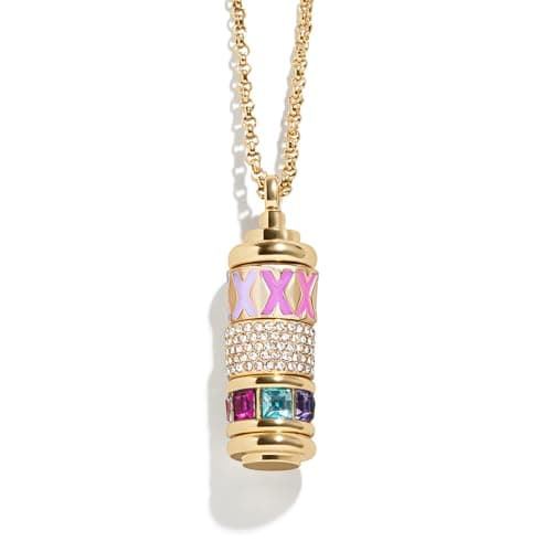 BaubleBar Initial Spinner Charm Necklace - Personalized Gold-Plated Pendant Necklace for Women w/Spinning Beads, Initial Necklace with Interchangeable Charms, Easy Twist Open Design - Letter X