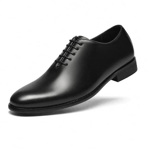 HEEZ Men's Dress Shoes, Formal Tuxedo Shoes for Men with Plain Toe, Non Slip Lace up Oxford for Wedding Prom Party Dance Business Office Classic Black