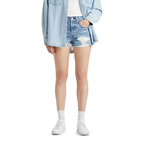 Levi's Women's 501 Original Shorts (Also Available in Plus), Medium Indigo Destructed, 32