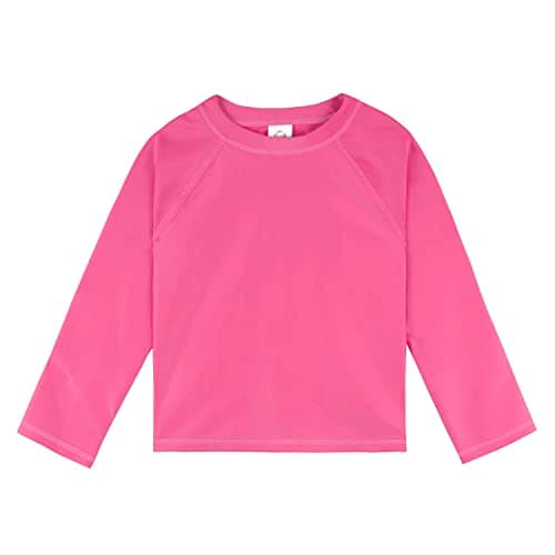 Gerber Unisex Baby Toddler UPF 50+ Long Sleeve Rashguard Swim Rash Guard Shirt, Pink, 0-3 Months US